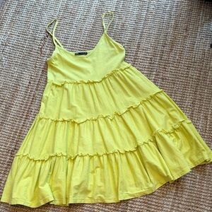 Zara Bright Yellow Tiered Mini Dress